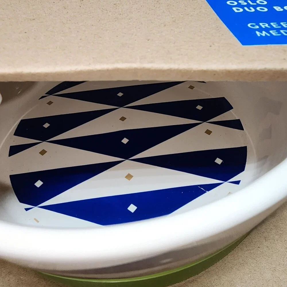 NIB Now House for Pets by Jonathan Adler Oslo Duo Dog Bowl Green Medium 3 Cups